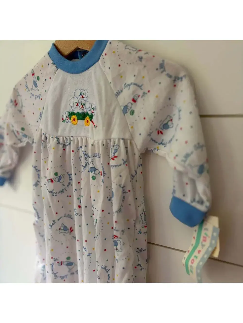 Vintage Tiny Toes Baby Boys Puppy Onesie Footed Pajamas Size 18-24 Months NWT
